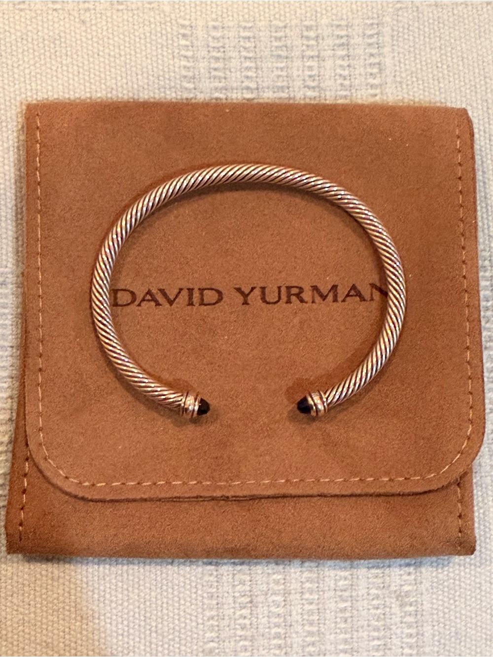 David Yurman Authentic Classic Cable Bracelet | 4mm | Medium | 18k Gold | Onyx - Picture 6 of 10